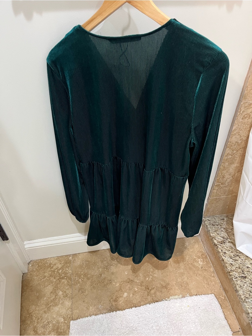 Zara Dark Green Long Sleeve Tiered Dress